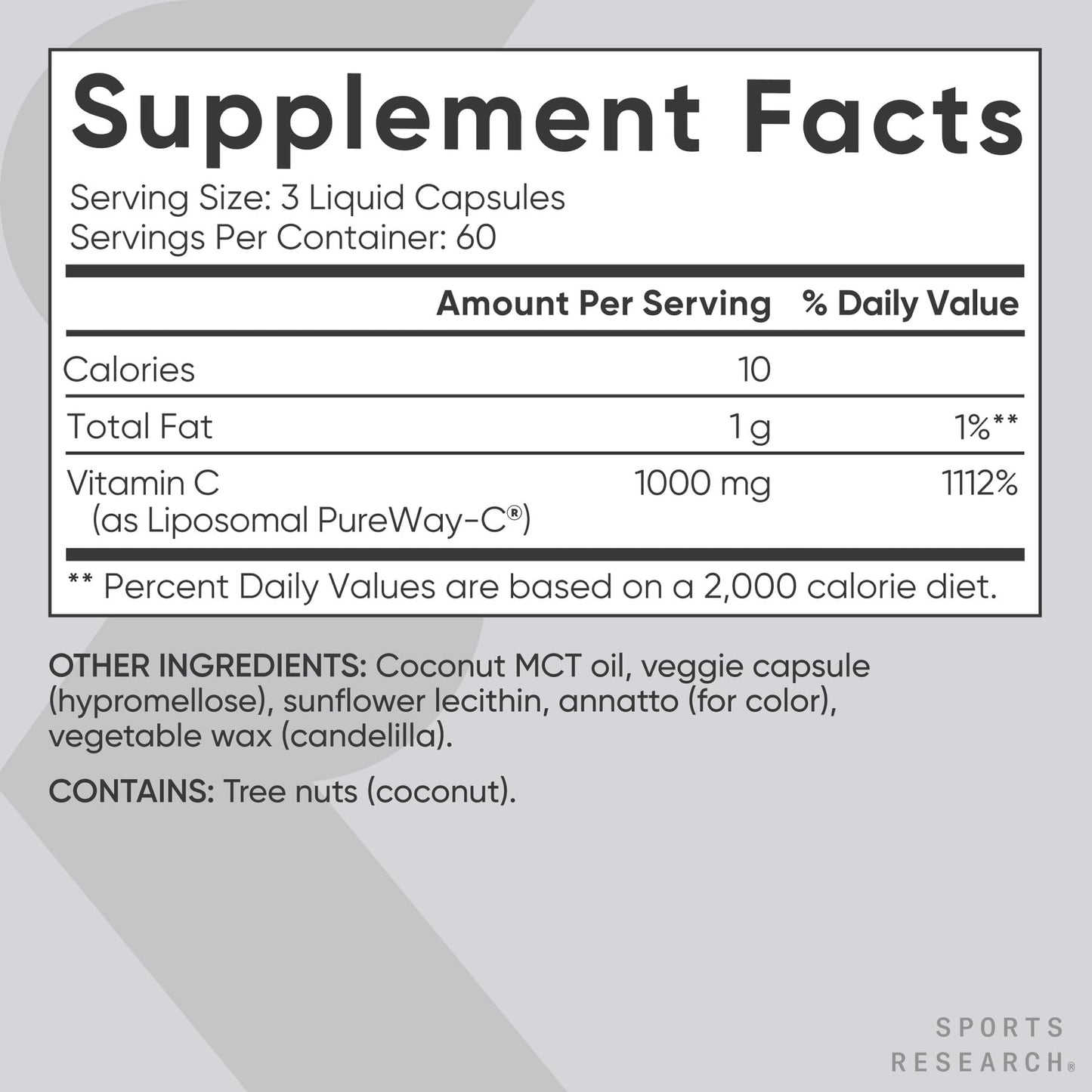 Sports Research® High Potency Liposomal Vitamin C Supplement 1000 mg – Certified Vegan, Non-GMO, Gluten Free | Antioxidant & Immune Support | Ascorbic Acid Vitamin C | 180 Liquid Veggie Capsules - dailyvitalstore