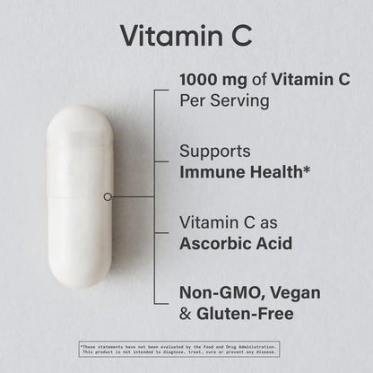 Sports Research High Potency Vitamin C Supplement - Vegan Veggie Capsules for Antioxidant Activity & Immune Support - Non-GMO Verified & Gluten Free - Ascorbic Acid Vitamin C 1000mg, 240 Count - dailyvitalstore