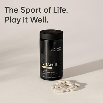 Sports Research High Potency Vitamin C Supplement - Vegan Veggie Capsules for Antioxidant Activity & Immune Support - Non-GMO Verified & Gluten Free - Ascorbic Acid Vitamin C 1000mg, 240 Count - dailyvitalstore