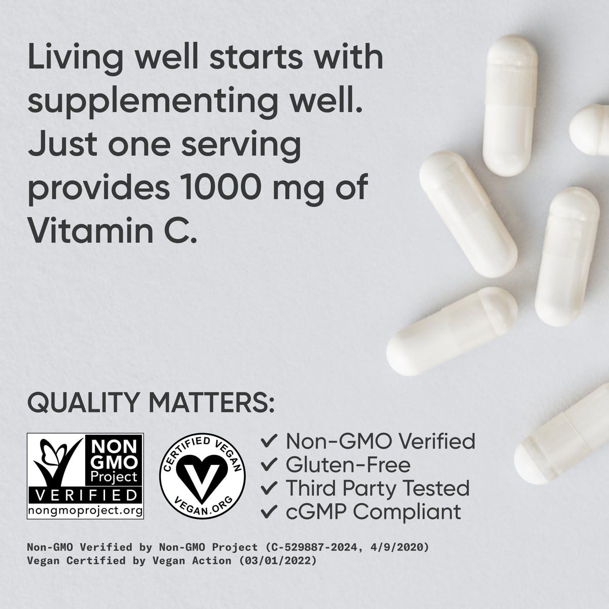 Sports Research High Potency Vitamin C Supplement - Vegan Veggie Capsules for Antioxidant Activity & Immune Support - Non-GMO Verified & Gluten Free - Ascorbic Acid Vitamin C 1000mg, 240 Count - dailyvitalstore
