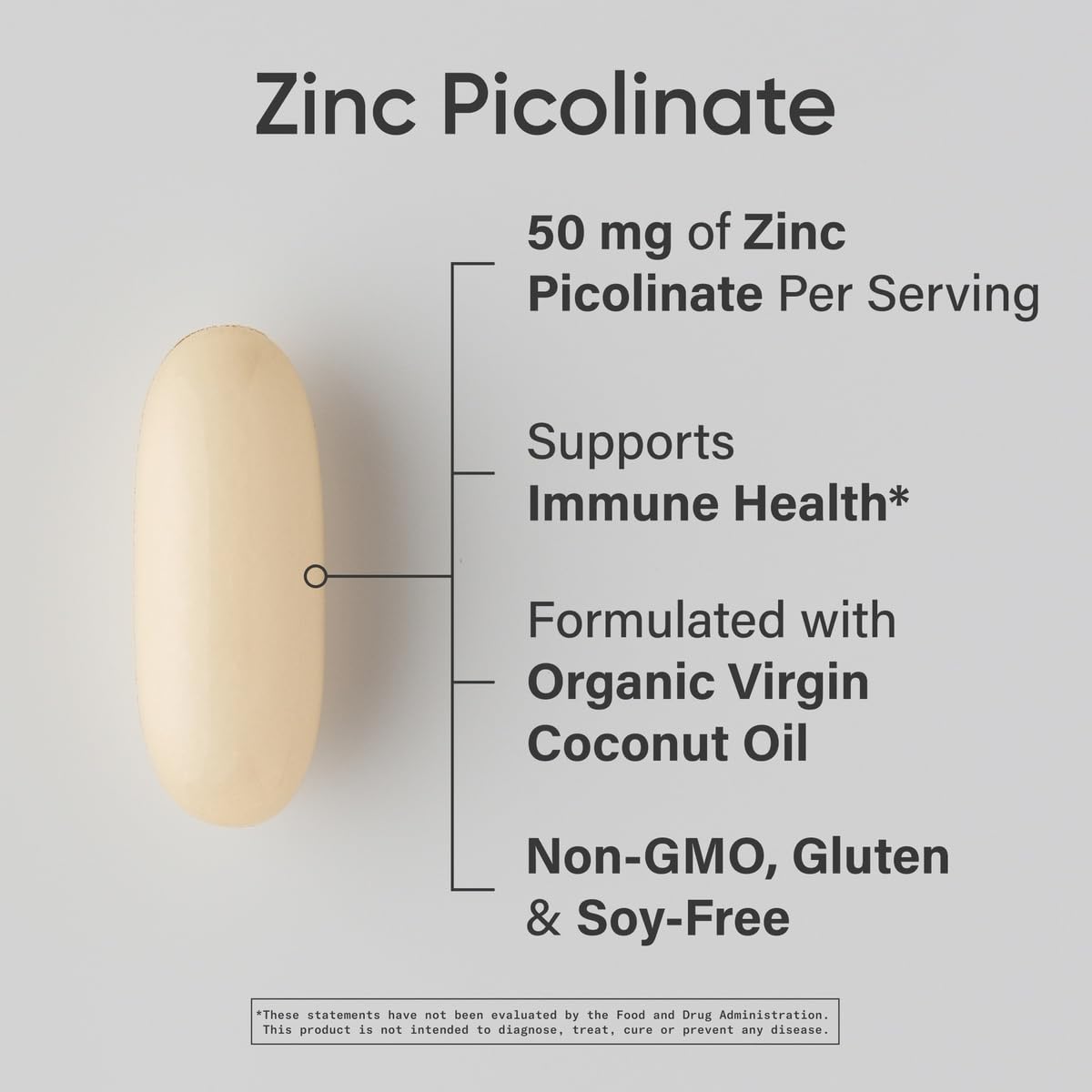 Sports Research High Potency Zinc Picolinate 50mg with Organic Coconut Oil | Highly Absorbable Zinc Supplement for Healthy Immune & Enzyme Function - Non-GMO Tested & Gluten-Free (120 Liquid Softgels) - dailyvitalstore