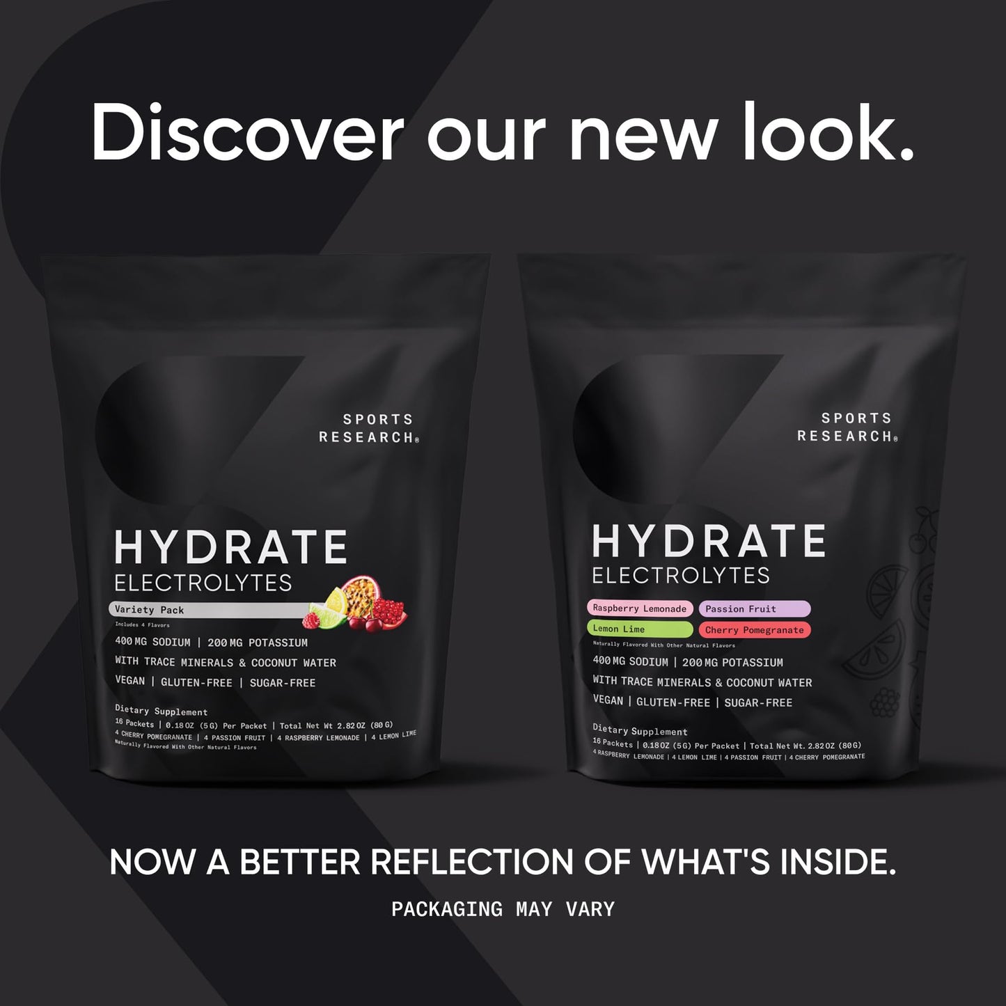 Sports Research® Hydrate Electrolytes Powder Packets - Sugar-Free & Naturally Flavored with Vitamins, Minerals, and Coconut Water - Supports Hydration - 16 Packets - Variety Pack - dailyvitalstore