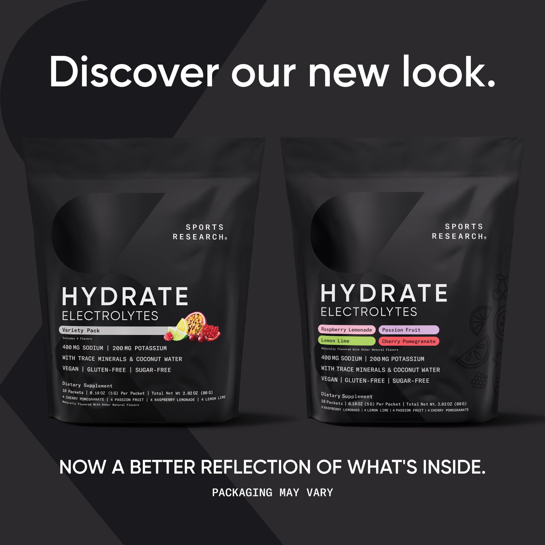 Sports Research® Hydrate Electrolytes Powder Packets - Sugar-Free & Naturally Flavored with Vitamins, Minerals, and Coconut Water - Supports Hydration - 16 Packets - Variety Pack - dailyvitalstore