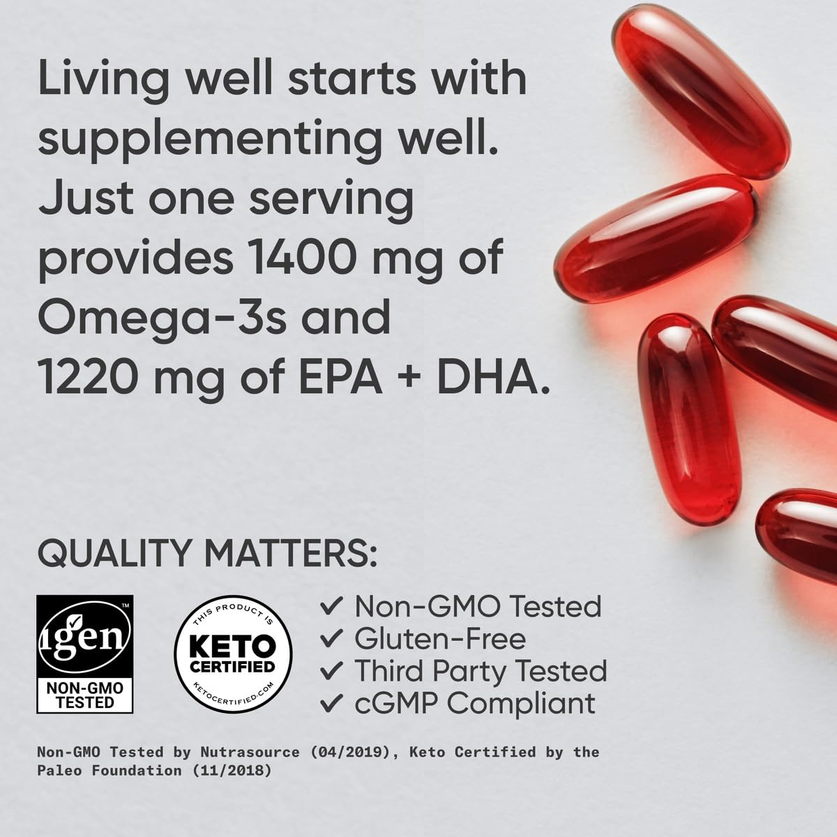 Sports Research Keto Omega Fish Oil with Wild Sockeye Salmon, Antarctic Krill Oil, Astaxanthin & Coconut MCT Oil - 1200mg of EPA & DHA per Serving | Keto Certified & Non-GMO Verified (120 Softgels) - dailyvitalstore