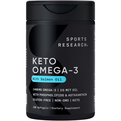 Sports Research Keto Omega Fish Oil with Wild Sockeye Salmon, Antarctic Krill Oil, Astaxanthin & Coconut MCT Oil - 1200mg of EPA & DHA per Serving | Keto Certified & Non-GMO Verified (120 Softgels) - dailyvitalstore