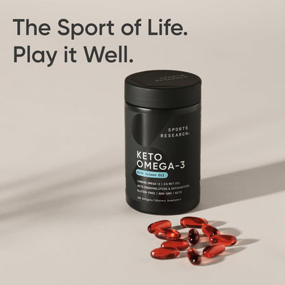 Sports Research Keto Omega Fish Oil with Wild Sockeye Salmon, Antarctic Krill Oil, Astaxanthin & Coconut MCT Oil - 1200mg of EPA & DHA per Serving | Keto Certified & Non-GMO Verified (120 Softgels) - dailyvitalstore