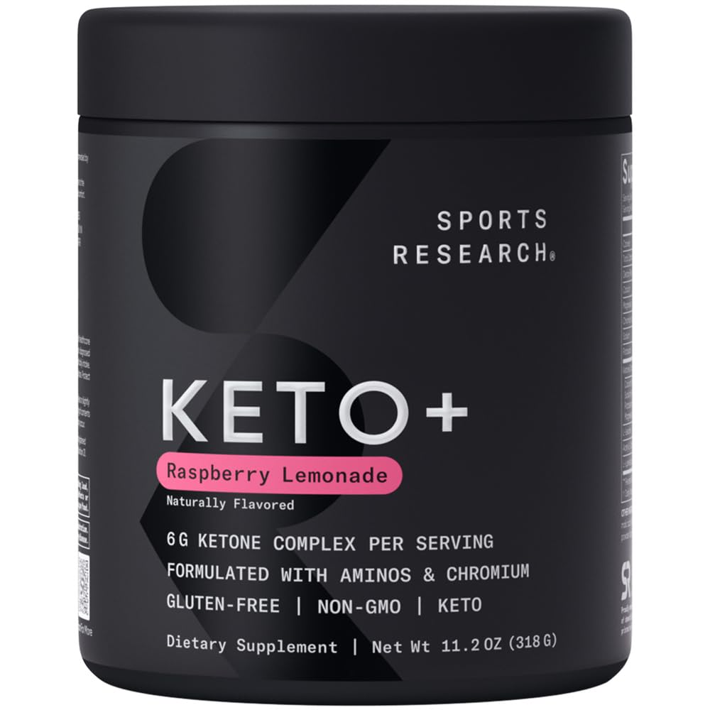 Sports Research® Keto Plus Exogenous Ketones with goBHB® - Premium Keto Powder Supporting Ketosis, Energy & Cognitive Function - Keto Certified · Vegan Friendly · 30 Servings (Raspberry Lemonade) - dailyvitalstore