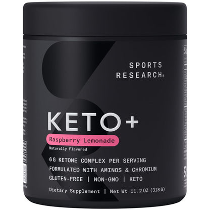 Sports Research® Keto Plus Exogenous Ketones with goBHB® - Premium Keto Powder Supporting Ketosis, Energy & Cognitive Function - Keto Certified · Vegan Friendly · 30 Servings (Raspberry Lemonade) - dailyvitalstore