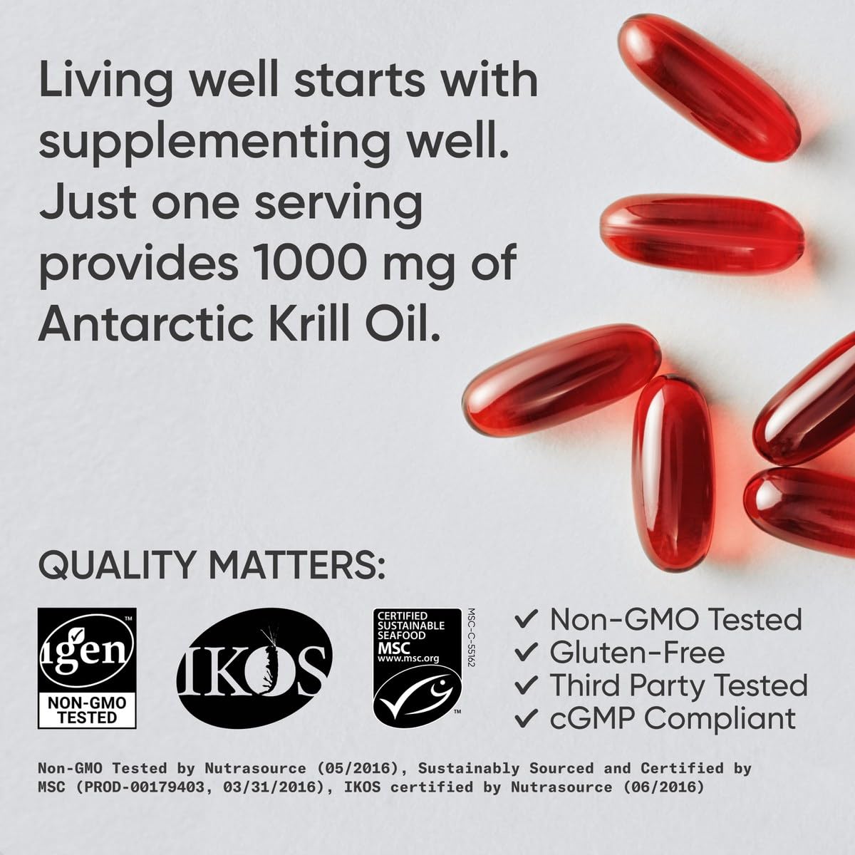 Sports Research Krill Oil Supplement with EPA & DHA Omega 3, Phospholipids & Astaxanthin from Antarctic Krill - Highest Concentration of Krill Oil for Men & Women - 1000mg, 60 Softgel Capsules - dailyvitalstore