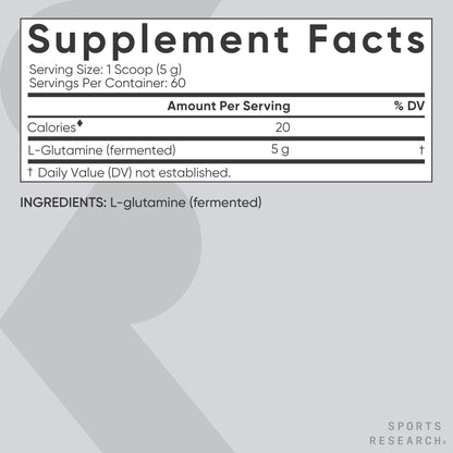 Sports Research L-Glutamine - Workout Recovery, Immune Health & Gut Health Support - 5 G Per Serving - 10.58 Oz - dailyvitalstore