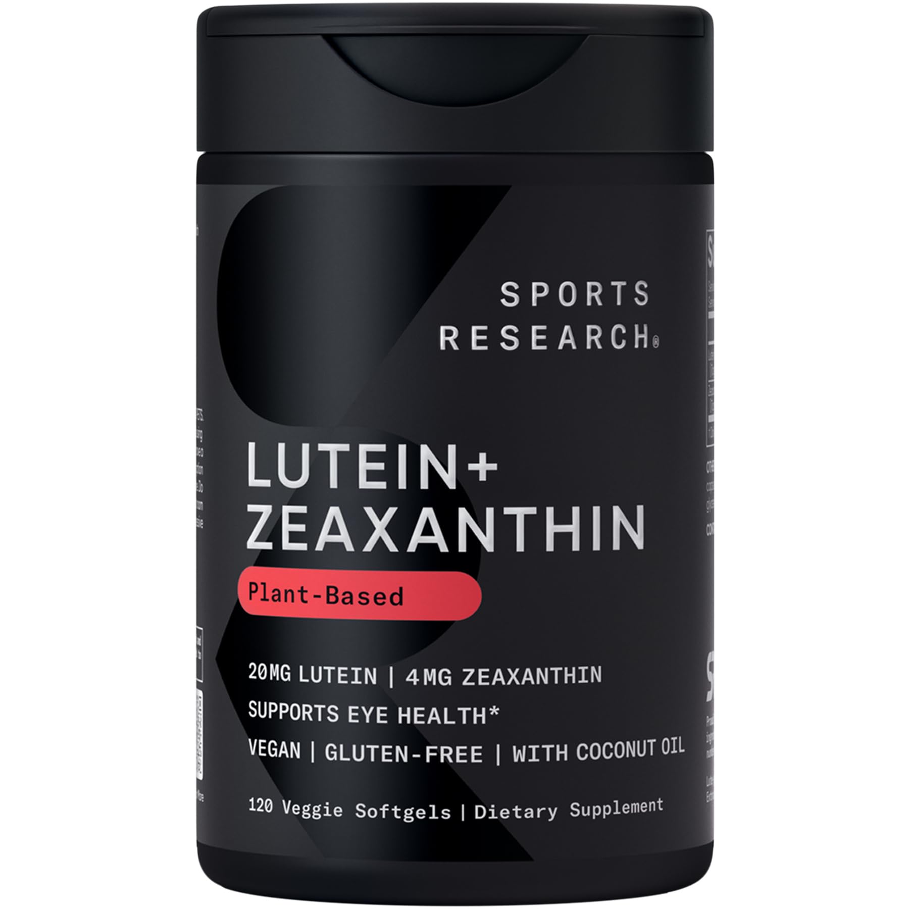 Sports Research® Lutein and Zeaxanthin Capsules - Eye Health Support Supplement Made with Lute-Gen® and Organic Coconut Oil - Vegan Friendly & Non-GMO Verified - 120 Veggie Softgels - dailyvitalstore