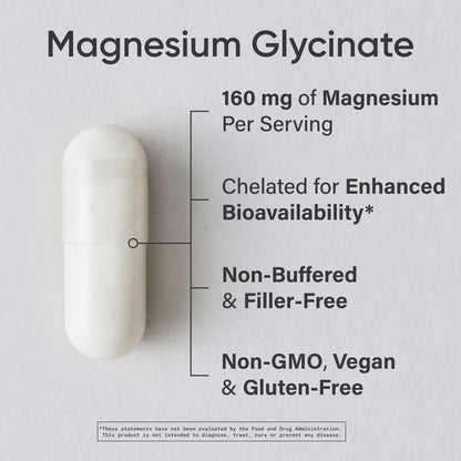 Sports Research® Magnesium Glycinate - Supports Restful Sleep & Enzymatic Processes - 160 mg Chelated Magnesium - Vegan Capsule - 90 Count - dailyvitalstore
