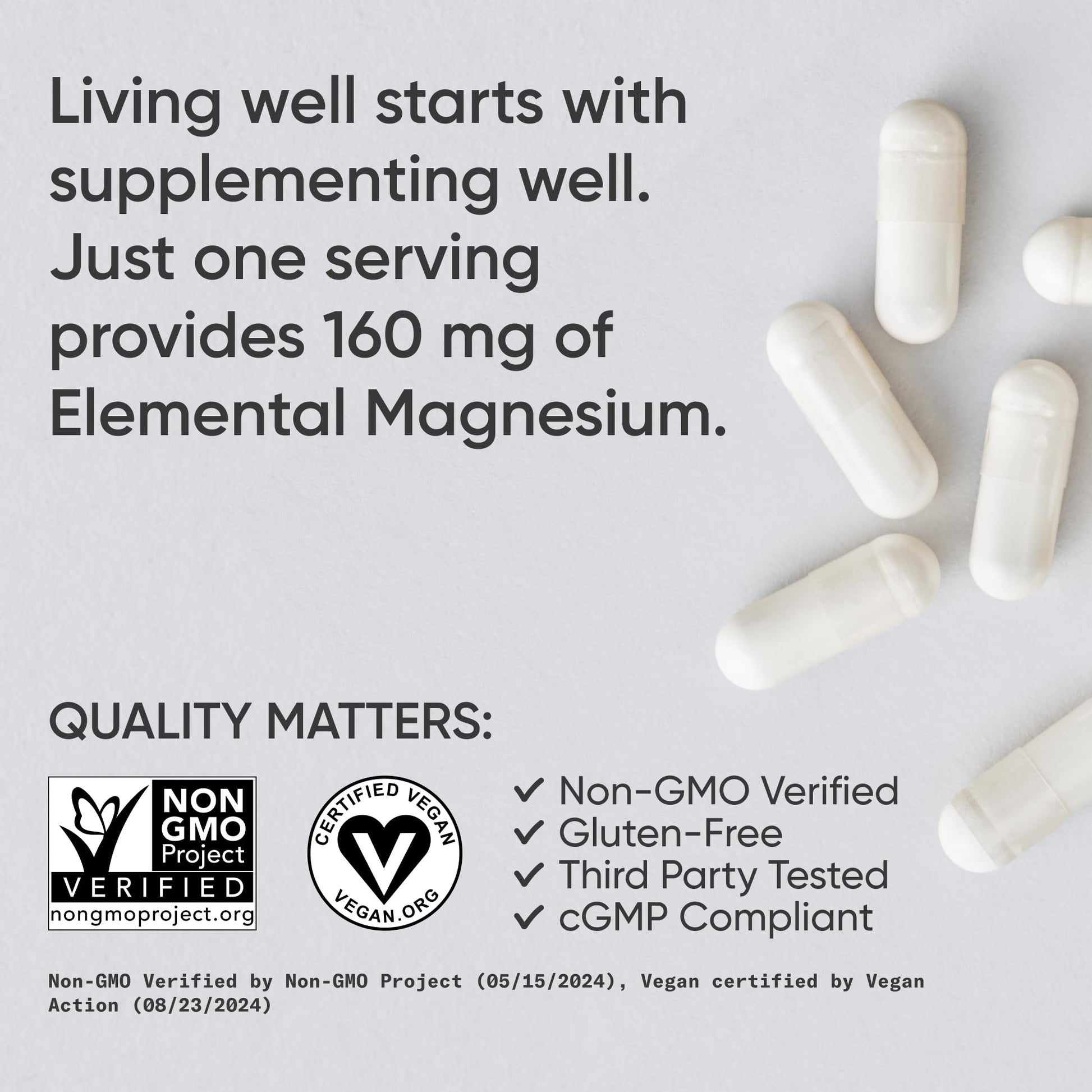 Sports Research® Magnesium Glycinate - Supports Restful Sleep & Enzymatic Processes - 160 mg Chelated Magnesium - Vegan Capsule - 90 Count - dailyvitalstore