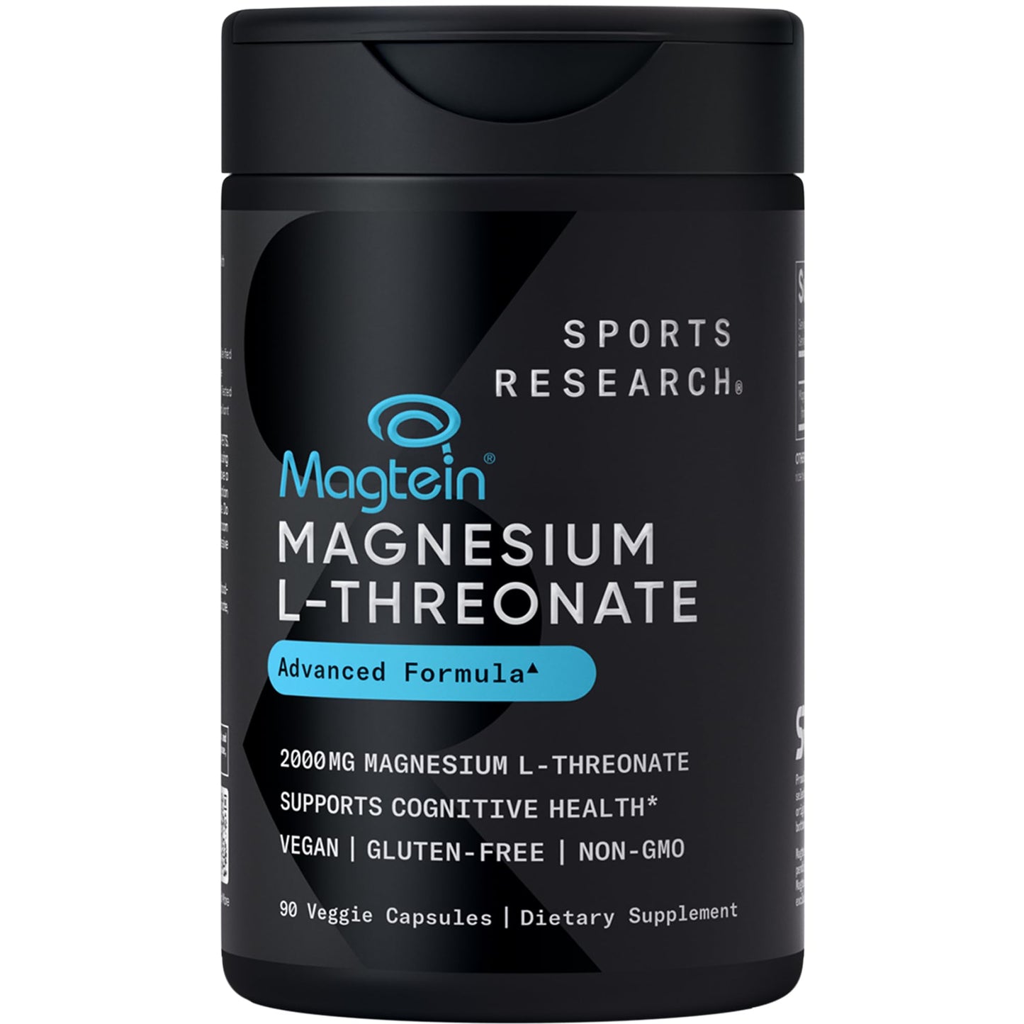 Sports Research® Magnesium L-Threonate Capsules 2000mg - High-Absorption Magtein® for Enhanced Brain Health, Memory, Focus & Restful Sleep Support - Vegan · Non-GMO · Gluten Free - 90 Count - dailyvitalstore