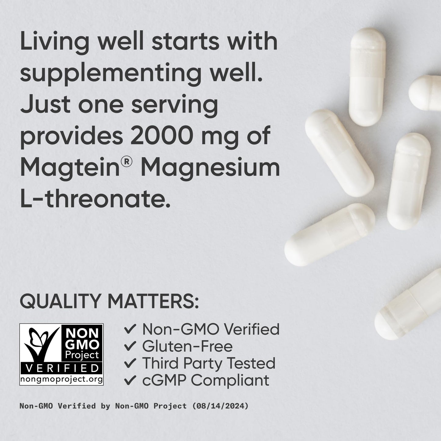 Sports Research® Magnesium L-Threonate Capsules 2000mg - High-Absorption Magtein® for Enhanced Brain Health, Memory, Focus & Restful Sleep Support - Vegan · Non-GMO · Gluten Free - 90 Count - dailyvitalstore