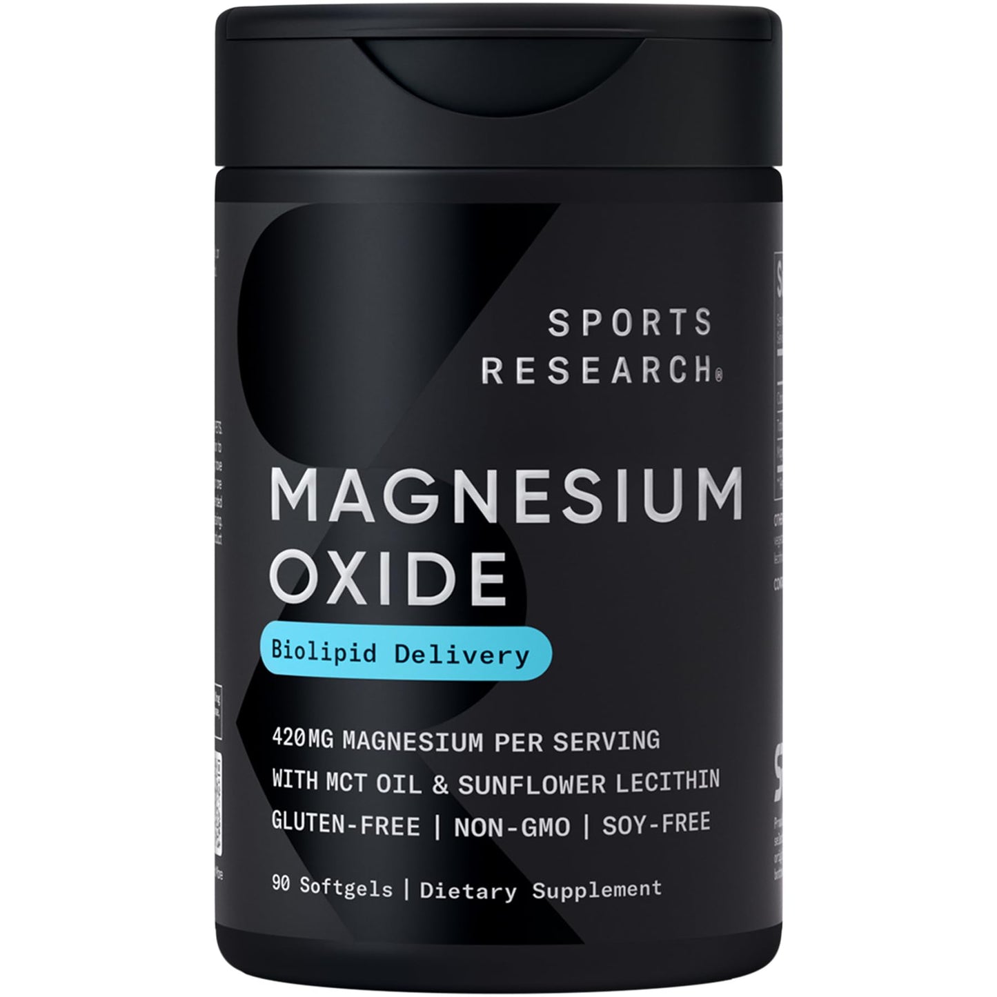 Sports Research® Magnesium Oxide 420mg with Coconut MCT Oil - Magnesium Supplement for Muscle, Nerve, and Bone Support* - Gluten-Free, Non-GMO - 90 Softgels - dailyvitalstore