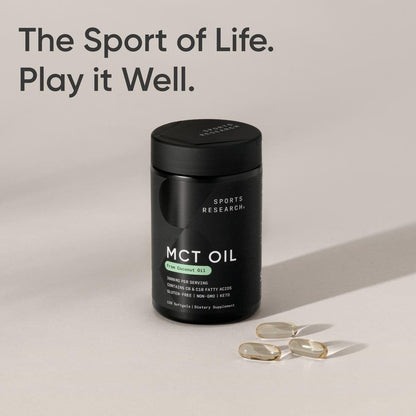 Sports Research MCT Oil Capsules derived from Coconut Oil | Keto Fuel for The Brain & Body | High Potency 3000 mg | Derived from Non-GMO Coconuts (120 Softgels) - dailyvitalstore