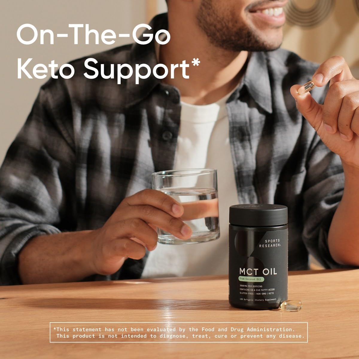 Sports Research MCT Oil Capsules derived from Coconut Oil | Keto Fuel for The Brain & Body | High Potency 3000 mg | Derived from Non-GMO Coconuts (120 Softgels) - dailyvitalstore