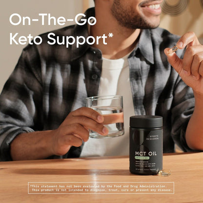 Sports Research MCT Oil Capsules derived from Coconut Oil | Keto Fuel for The Brain & Body | High Potency 3000 mg | Derived from Non-GMO Coconuts (120 Softgels) - dailyvitalstore