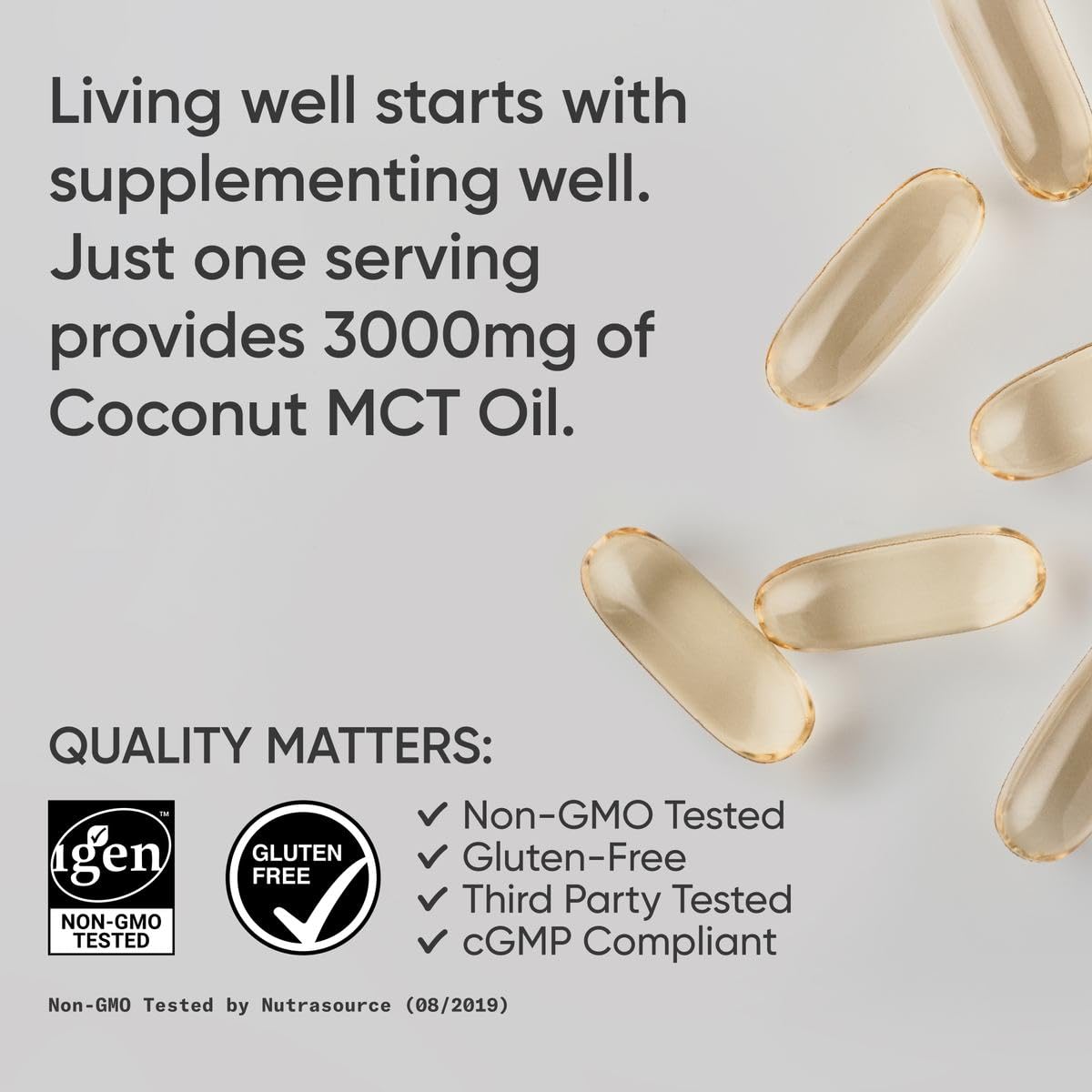 Sports Research MCT Oil Capsules derived from Coconut Oil | Keto Fuel for The Brain & Body | High Potency 3000 mg | Derived from Non-GMO Coconuts (120 Softgels) - dailyvitalstore