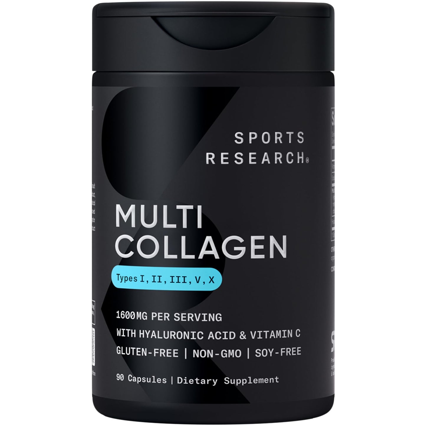 Sports Research® Multi Collagen Pills for Women & Men - Collagen Peptides (Type I, II, III, V, X) Enhanced with Hyaluronic Acid & Vitamin C - Gluten Free ­· Non-GMO - 90 Capsules - dailyvitalstore