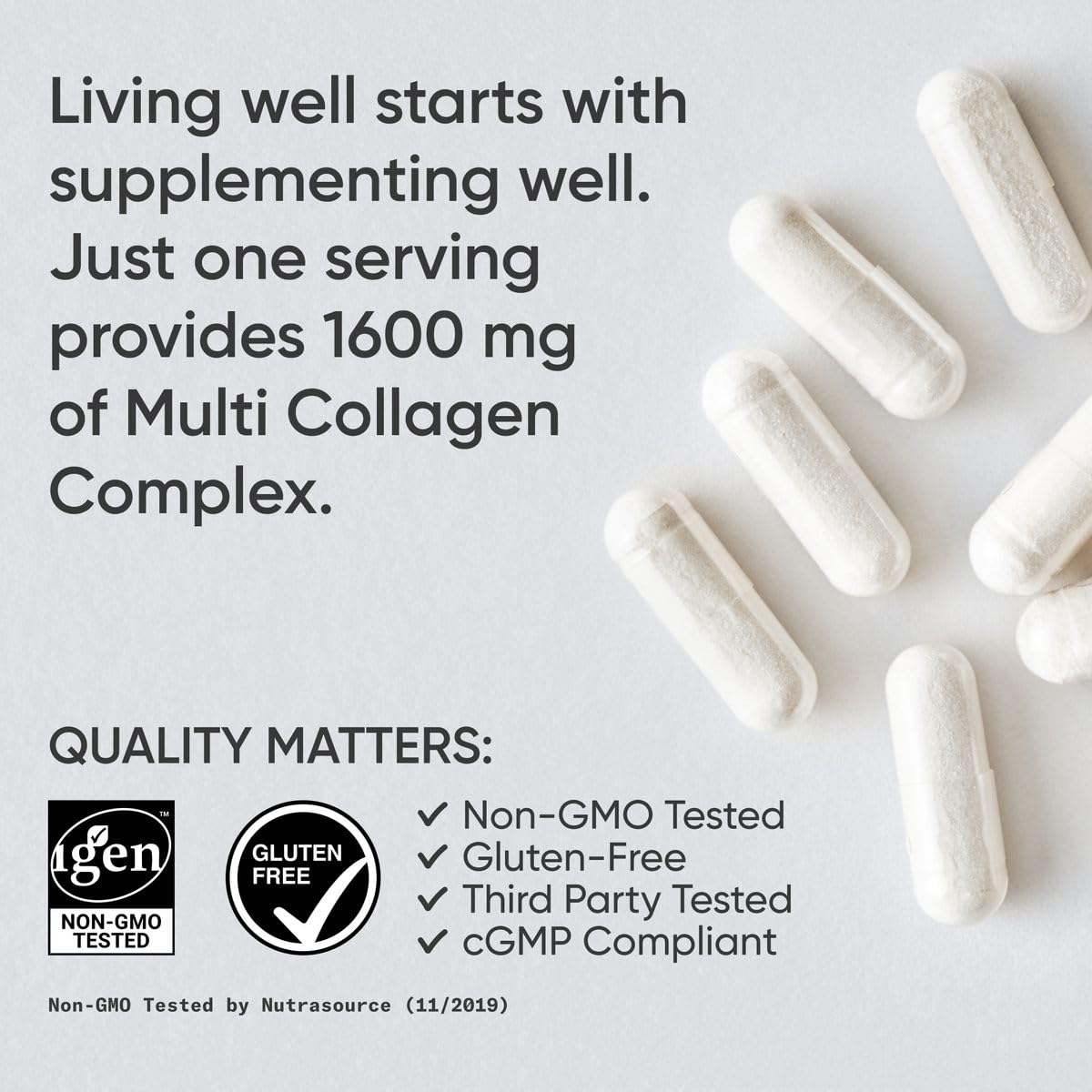 Sports Research® Multi Collagen Pills for Women & Men - Collagen Peptides (Type I, II, III, V, X) Enhanced with Hyaluronic Acid & Vitamin C - Gluten Free ­· Non-GMO - 90 Capsules - dailyvitalstore