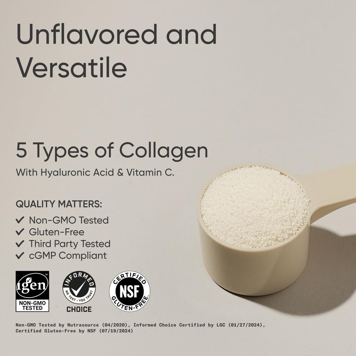 Sports Research Multi Collagen Protein Powder (Type I, II, III, V, X) with Hyaluronic Acid + Vitamin C | 5 Types of Food Based Collagen, 30 Servings (Unflavored) - dailyvitalstore