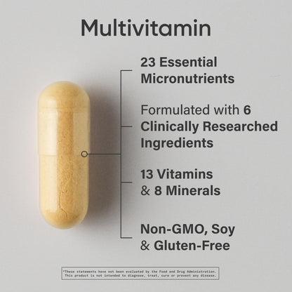 Sports Research® Multivitamin – Advanced Formula - 23 Essential Vitamins & Minerals with CoQ10 & Iodine - Daily Nutrient Support*- Non-GMO Tested & Gluten-Free -60 Veggie Capsules - dailyvitalstore