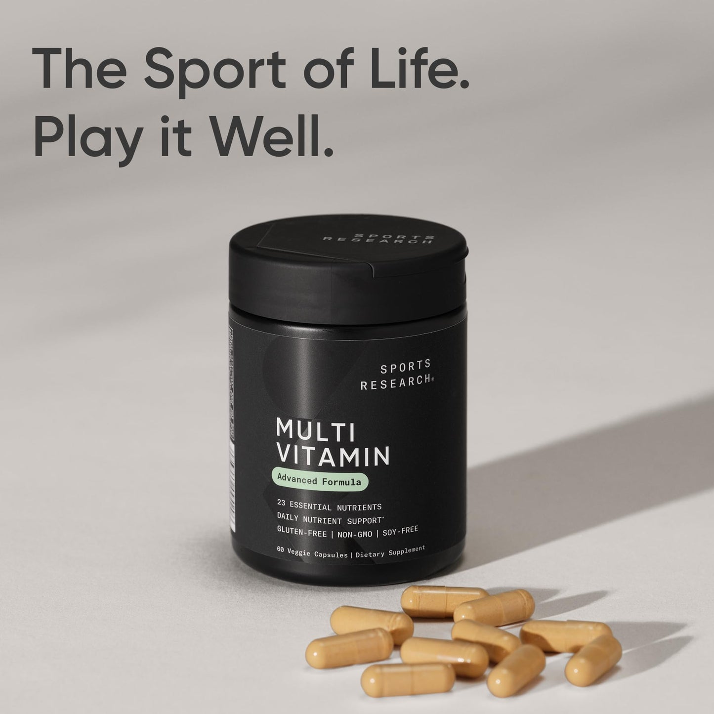 Sports Research® Multivitamin – Advanced Formula - 23 Essential Vitamins & Minerals with CoQ10 & Iodine - Daily Nutrient Support*- Non-GMO Tested & Gluten-Free -60 Veggie Capsules - dailyvitalstore