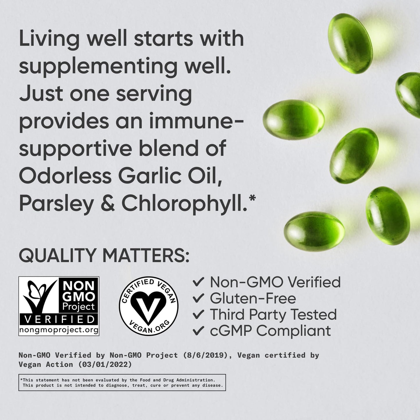 Sports Research® Odorless Garlic Oil Pills with Parsley & Chlorophyll - Vegan Certified · Non-GMO · Gluten Free - 150 Plantgel Capsules - dailyvitalstore