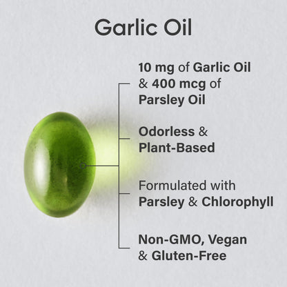 Sports Research® Odorless Garlic Oil Pills with Parsley & Chlorophyll - Vegan Certified · Non-GMO · Gluten Free - 150 Plantgel Capsules - dailyvitalstore