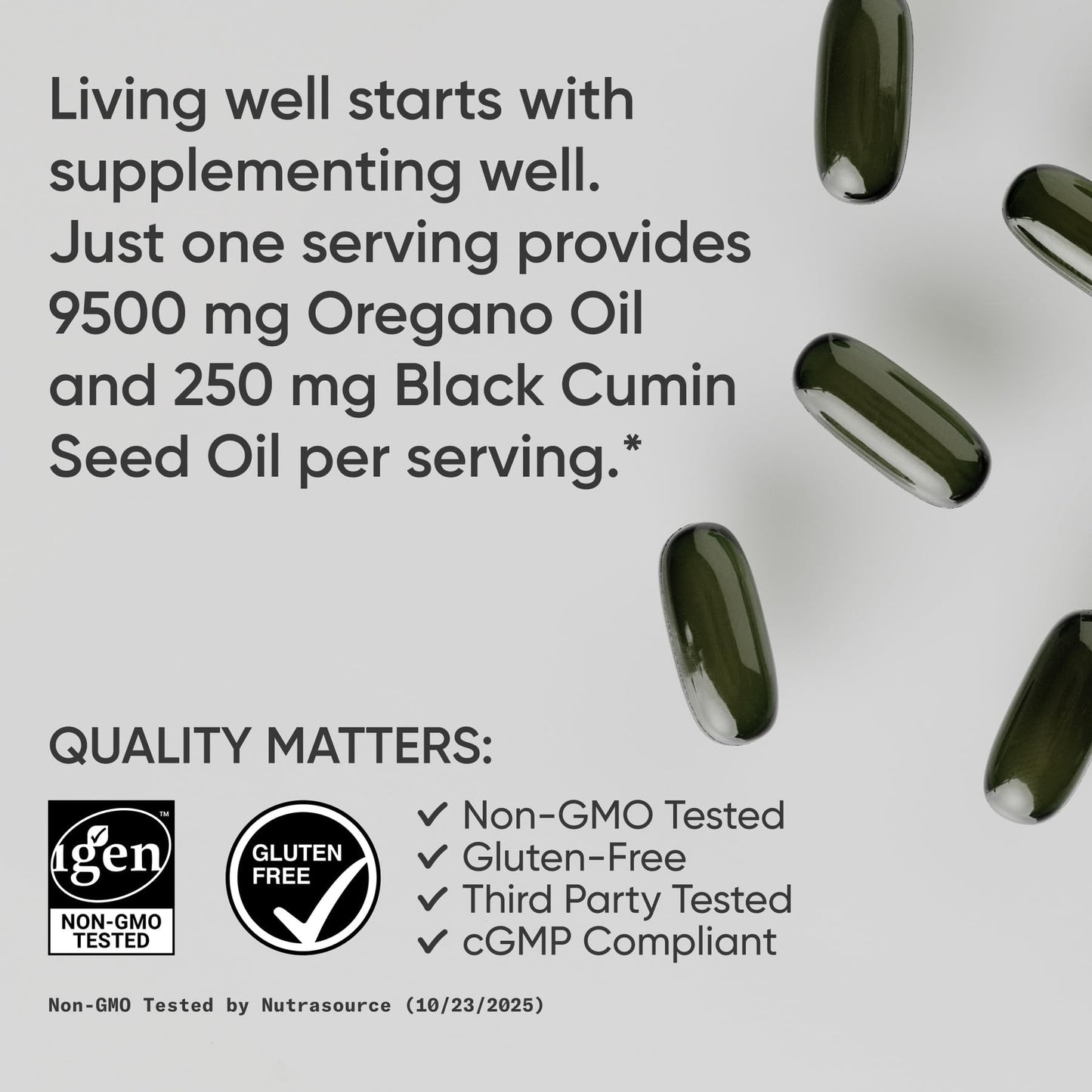 Sports Research® Oil of Oregano 9500mg w/Black Seed Oil & Coconut MCT Oil - Antioxidant Combination Supplement Rich in Thymoquinone & Carvacrol - Gluten Free · Non-GMO - 60 Softgels - dailyvitalstore