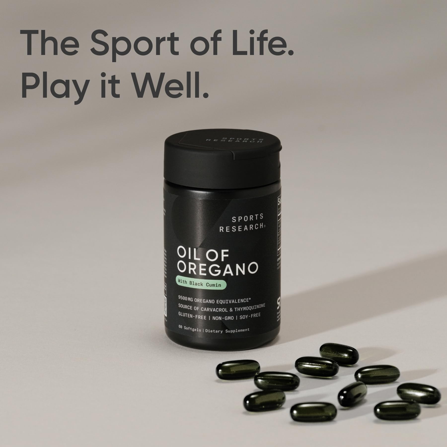 Sports Research® Oil of Oregano 9500mg w/Black Seed Oil & Coconut MCT Oil - Antioxidant Combination Supplement Rich in Thymoquinone & Carvacrol - Gluten Free · Non-GMO - 60 Softgels - dailyvitalstore