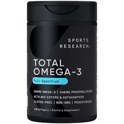Sports Research® Omega-3 Fish Oil Bundle - Total Omega-3 2200mg (Krill, Salmon & Pollock) + Triple Strength Fish Oil 1250mg - High EPA & DHA Supplement - dailyvitalstore