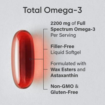 Sports Research® Omega-3 Fish Oil Bundle - Total Omega-3 2200mg (Krill, Salmon & Pollock) + Triple Strength Fish Oil 1250mg - High EPA & DHA Supplement - dailyvitalstore