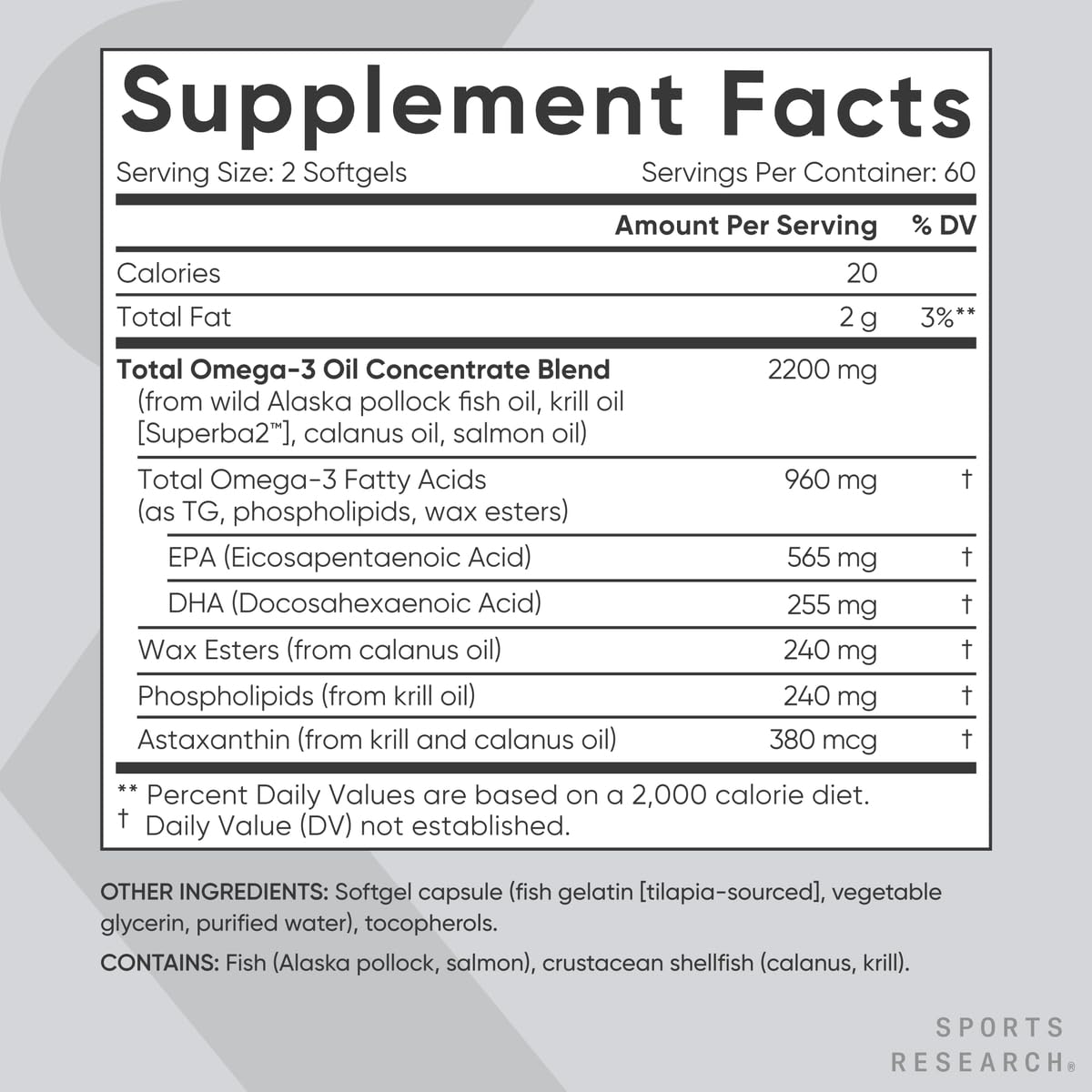 Sports Research® Omega-3 Fish Oil Bundle - Total Omega-3 2200mg (Krill, Salmon & Pollock) + Triple Strength Fish Oil 1250mg - High EPA & DHA Supplement - dailyvitalstore