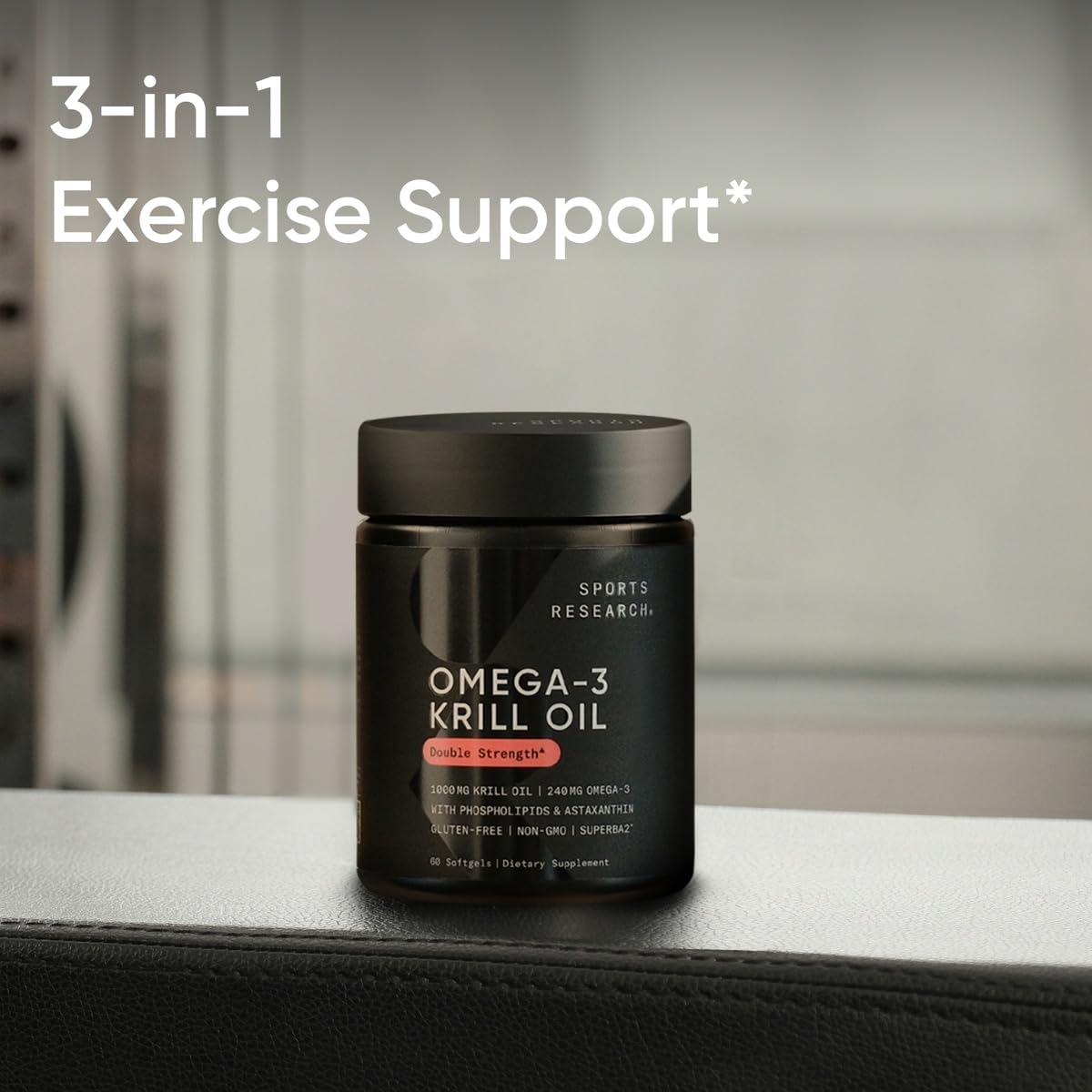 Sports Research® Omega-3 Krill Oil 1000mg - Pure Antarctic Superba Krill with Phospholipids, Choline & Astaxanthin - MSC Certified Sustainable · Non-GMO · Gluten Free - 60 Softgels - dailyvitalstore