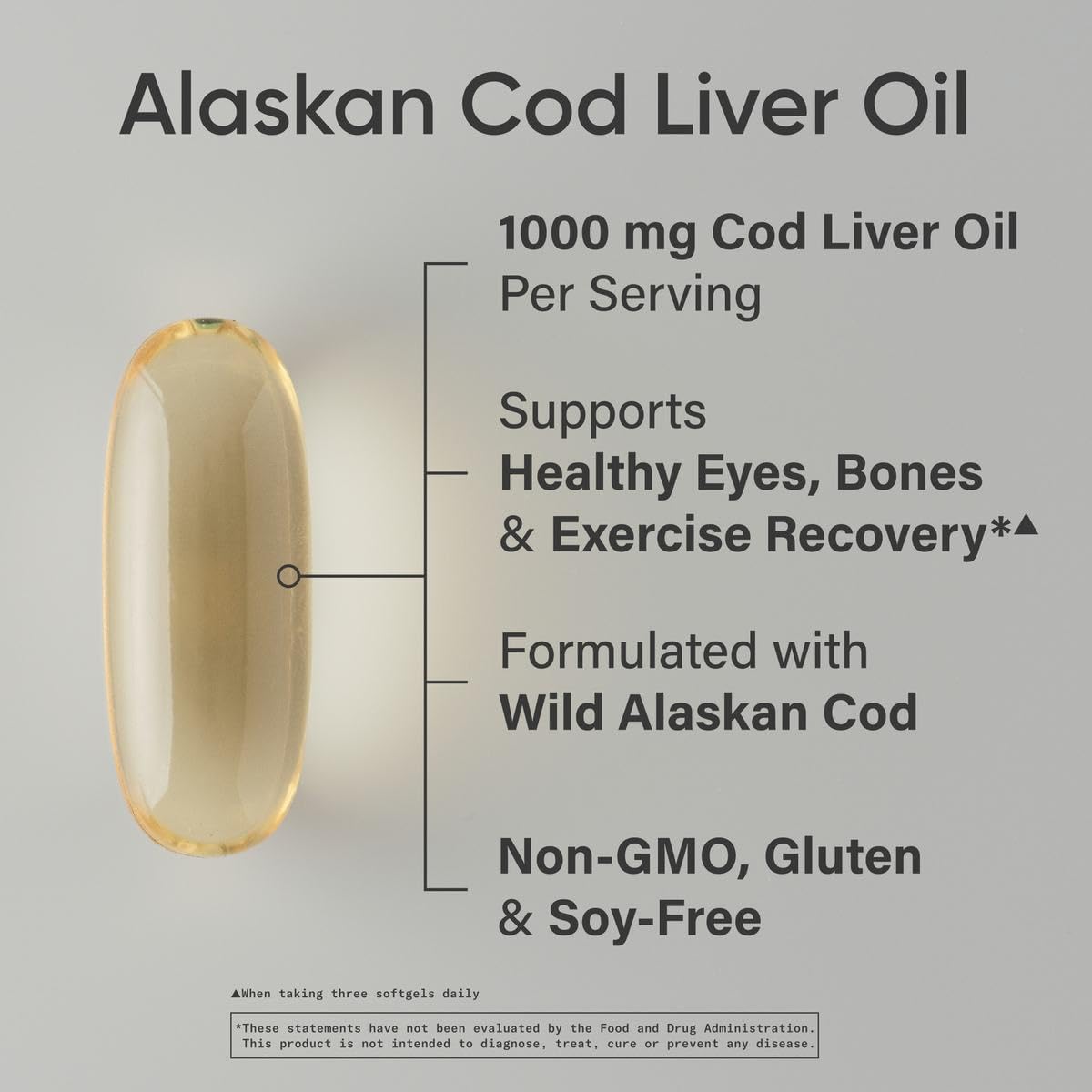Sports Research® Omega-3 Wild Alaskan Cod Liver Oil 1000mg with Vitamins A (1000 IU) & D3 (400 IU) - Burpless, Bovine Free, Non-GMO, & MSC Certified Sustainable - 120 Softgels - dailyvitalstore