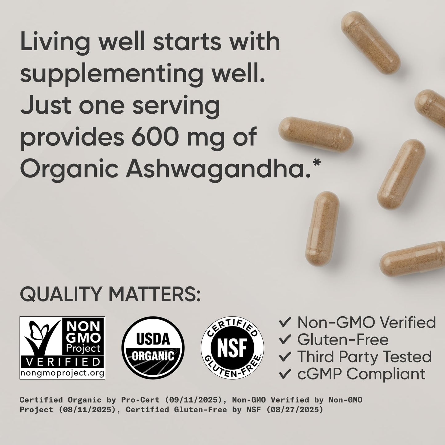 Sports Research® Organic Ashwagandha – Adaptogen for Relaxation, Calm & Sleep Support – Made with Organic KSM-66® – 600 mg – Non-GMO Verified, Gluten-Free, Certified Vegan – 90 Veggie Capsules - dailyvitalstore