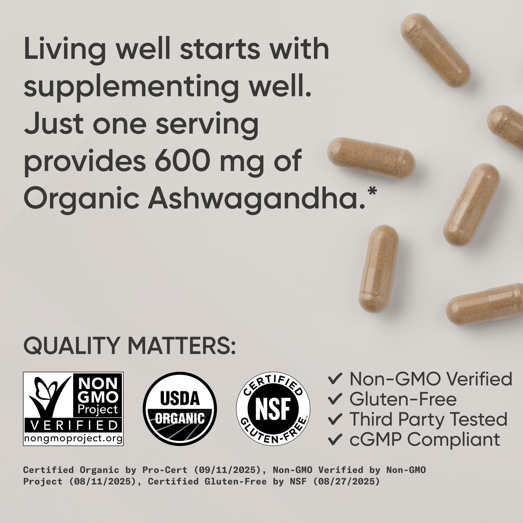 Sports Research® Organic Ashwagandha – Adaptogen for Relaxation, Calm & Sleep Support – Made with Organic KSM-66® – 600 mg – Non-GMO Verified, Gluten-Free, Certified Vegan – 90 Veggie Capsules - dailyvitalstore