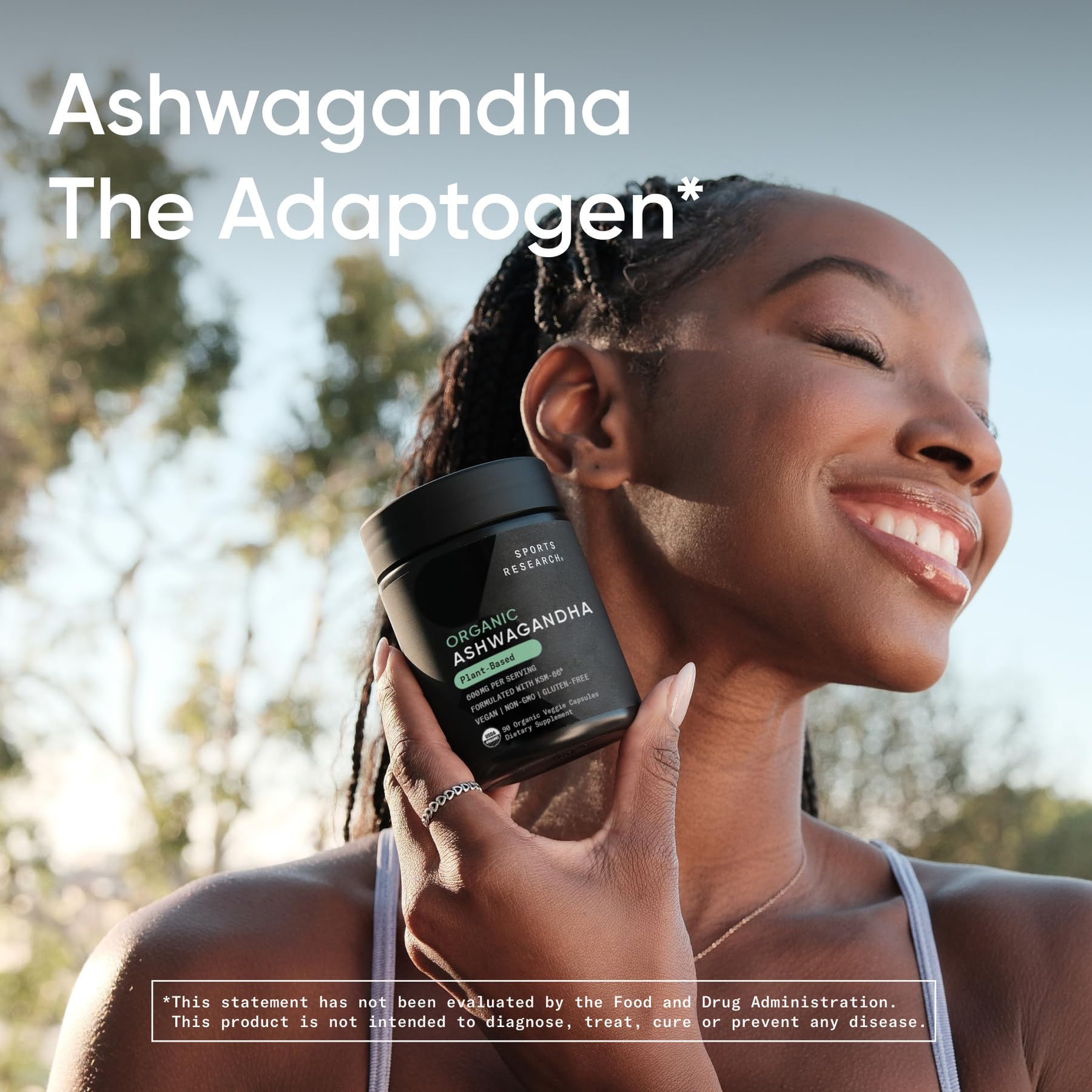 Sports Research® Organic Ashwagandha – Adaptogen for Relaxation, Calm & Sleep Support – Made with Organic KSM-66® – 600 mg – Non-GMO Verified, Gluten-Free, Certified Vegan – 90 Veggie Capsules - dailyvitalstore