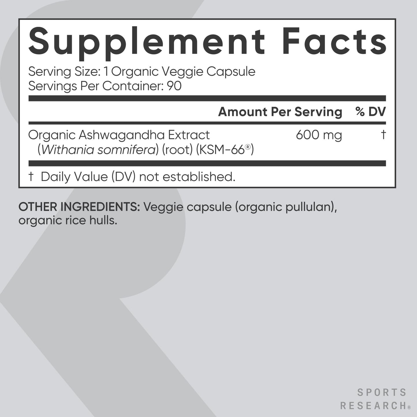 Sports Research® Organic Ashwagandha – Adaptogen for Relaxation, Calm & Sleep Support – Made with Organic KSM-66® – 600 mg – Non-GMO Verified, Gluten-Free, Certified Vegan – 90 Veggie Capsules - dailyvitalstore