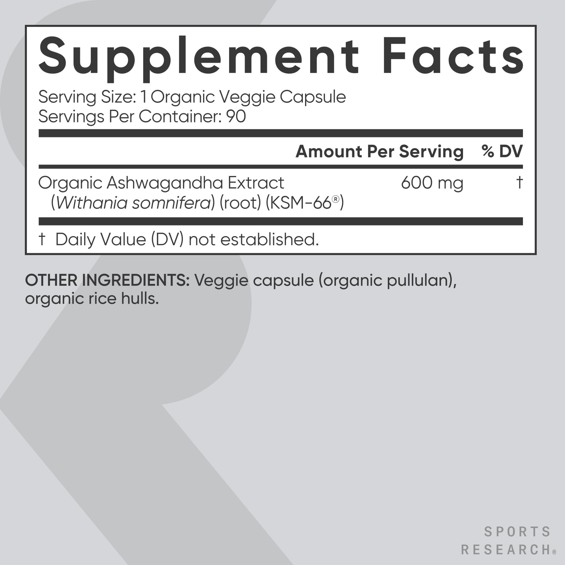 Sports Research® Organic Ashwagandha – Adaptogen for Relaxation, Calm & Sleep Support – Made with Organic KSM-66® – 600 mg – Non-GMO Verified, Gluten-Free, Certified Vegan – 90 Veggie Capsules - dailyvitalstore