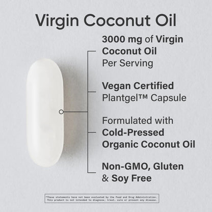 Sports Research® Organic Coconut Oil Capsules 3000MG - Cold Pressed Extra Virgin Coconut Oil with Medium Chain Triglycerides (MCTs) - Vegan Friendly & Non-GMO Verified - 120 Softgels - dailyvitalstore