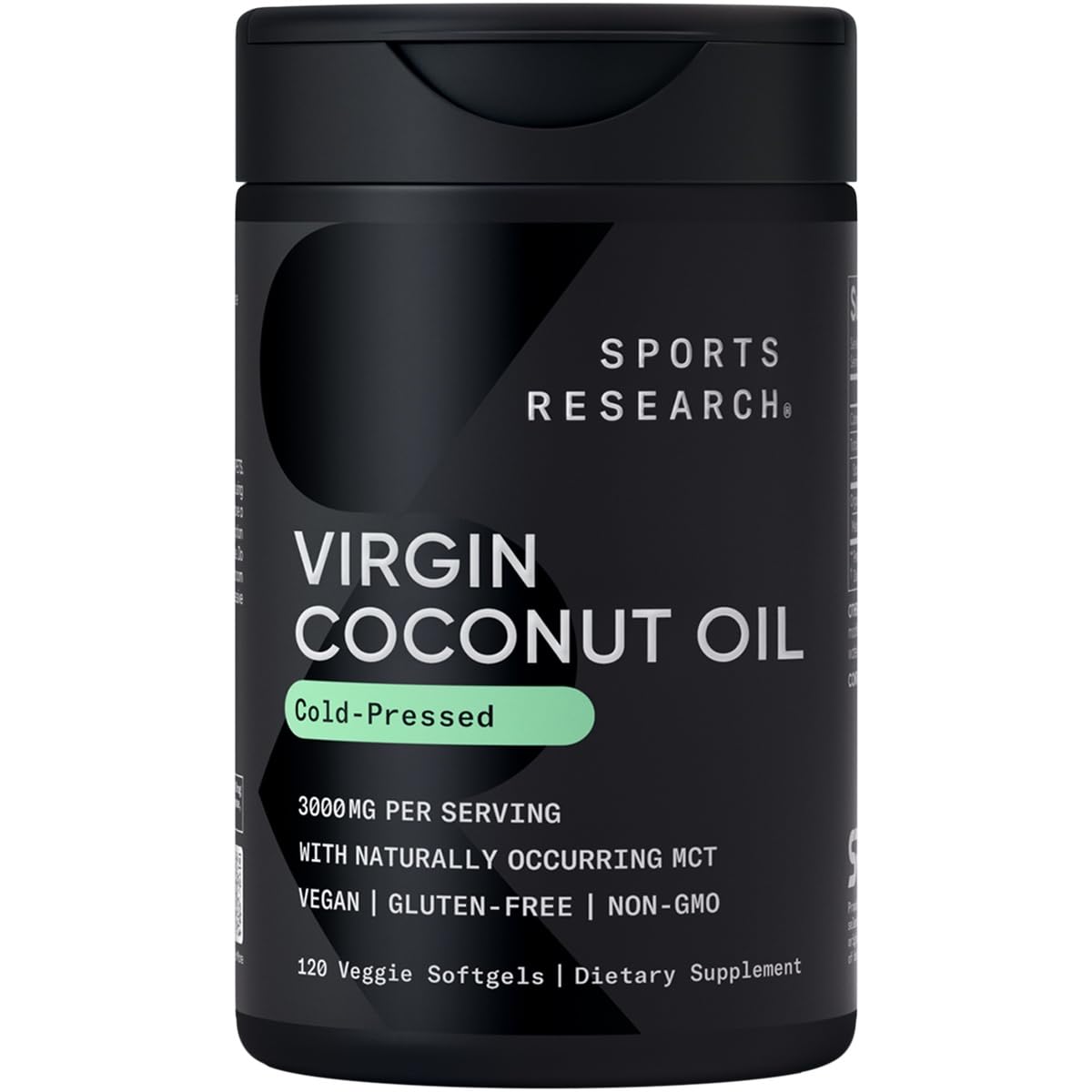 Sports Research® Organic Coconut Oil Capsules 3000MG - Cold Pressed Extra Virgin Coconut Oil with Medium Chain Triglycerides (MCTs) - Vegan Friendly & Non-GMO Verified - 120 Softgels - dailyvitalstore