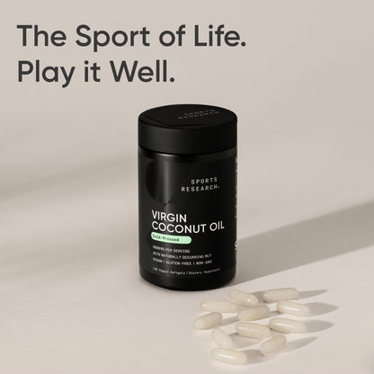 Sports Research® Organic Coconut Oil Capsules 3000MG - Cold Pressed Extra Virgin Coconut Oil with Medium Chain Triglycerides (MCTs) - Vegan Friendly & Non-GMO Verified - 120 Softgels - dailyvitalstore