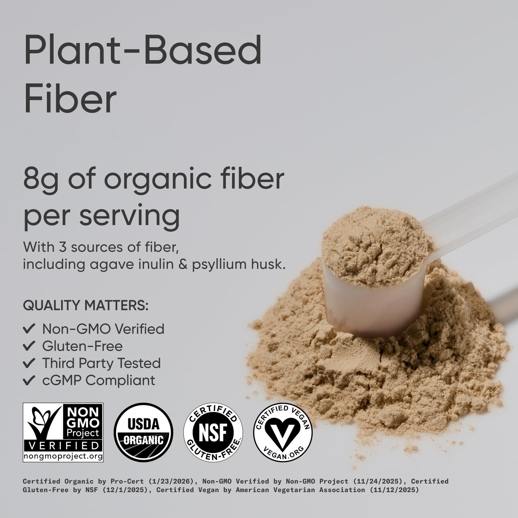 Sports Research® Organic Fiber Unflavored – Organic Fiber Powder - Daily Psyllium Husk and Prebiotic Agave Inulin, Helps Maintain Regularity* with Soluble & Insoluble Fiber - Easy to Mix, 30 Servings - dailyvitalstore