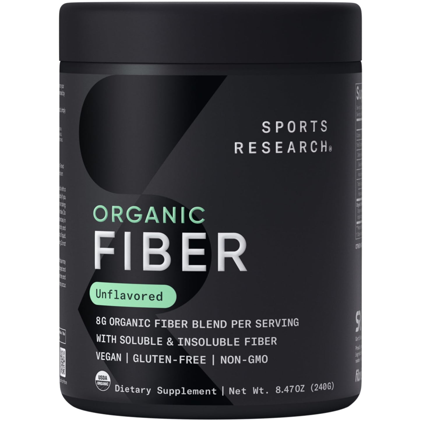 Sports Research® Organic Fiber Unflavored – Organic Fiber Powder - Daily Psyllium Husk and Prebiotic Agave Inulin, Helps Maintain Regularity* with Soluble & Insoluble Fiber - Easy to Mix, 30 Servings - dailyvitalstore