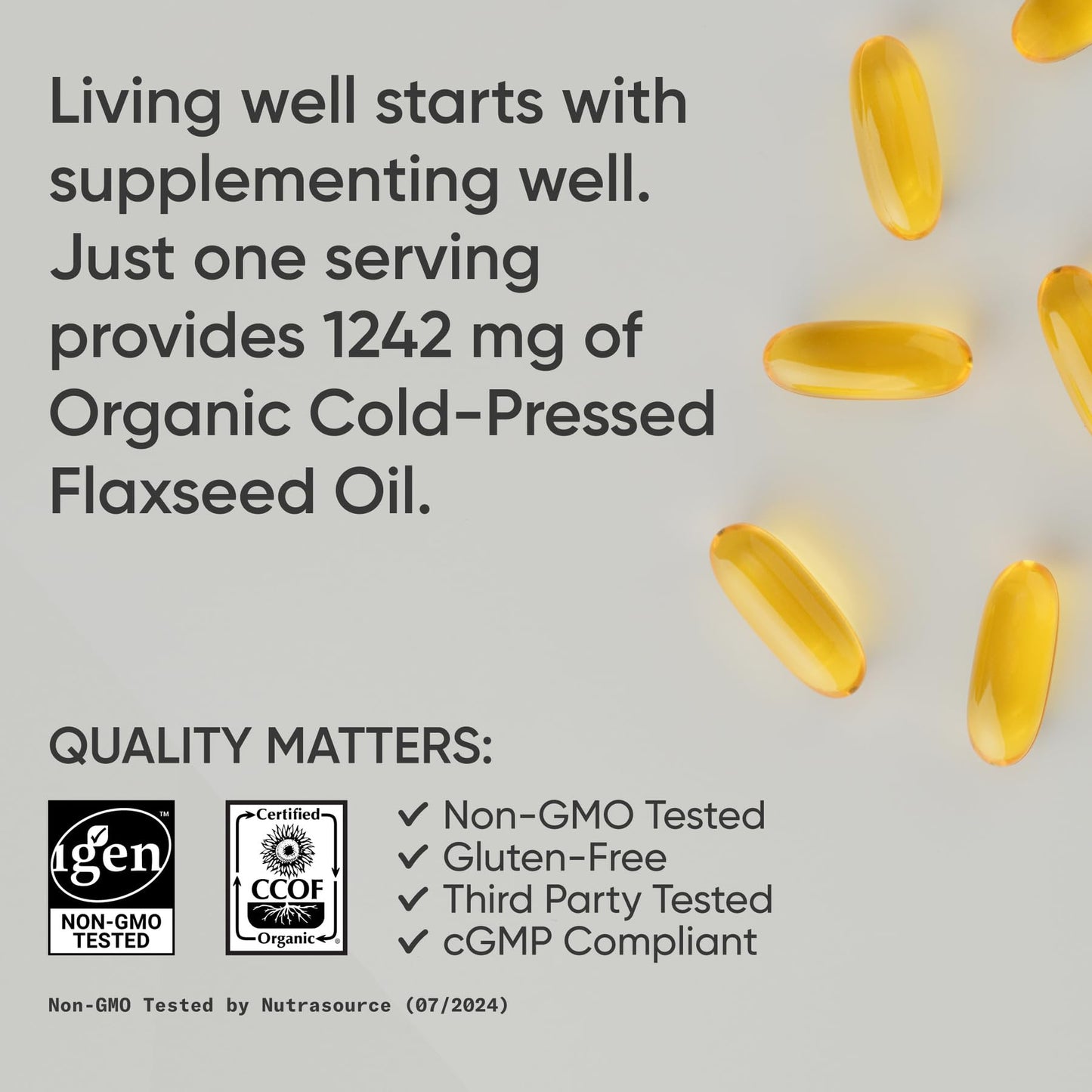 Sports Research Organic Flaxseed Oil Softgels 1242mg - Plant Based Omega 3 Supplement with 720mg ALA for Women & Men - Non-GMO, Soy & Gluten Free (200 Count) - dailyvitalstore