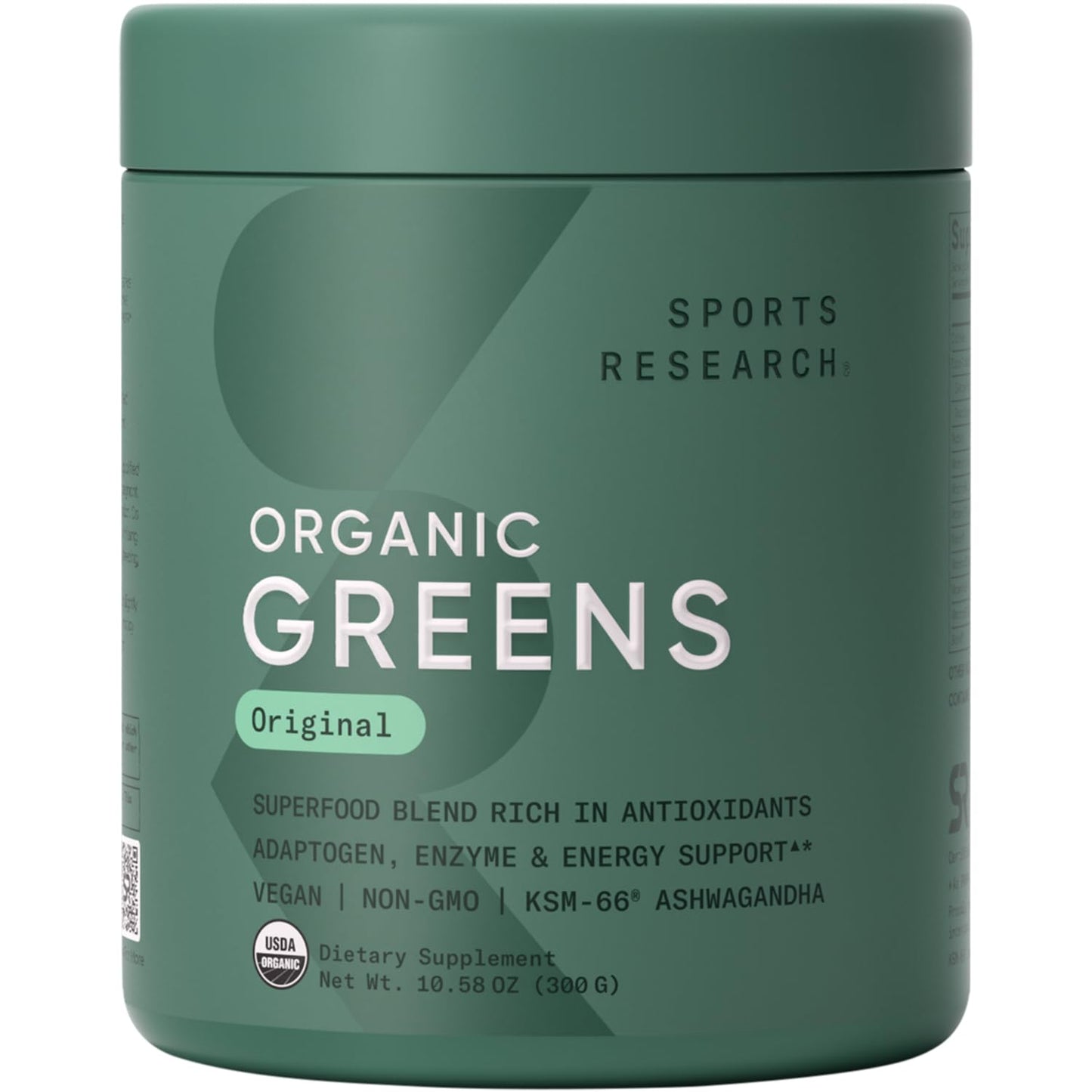 Sports Research® Organic Greens Superfood Powder w/Spirulina & Chlorella, Adaptogens, Enzymes, Probiotics & 8 VIT Bs for Gut & Mood Support* - Vegan, Sugar-Free & Low-Cal Original 30 Servings - dailyvitalstore
